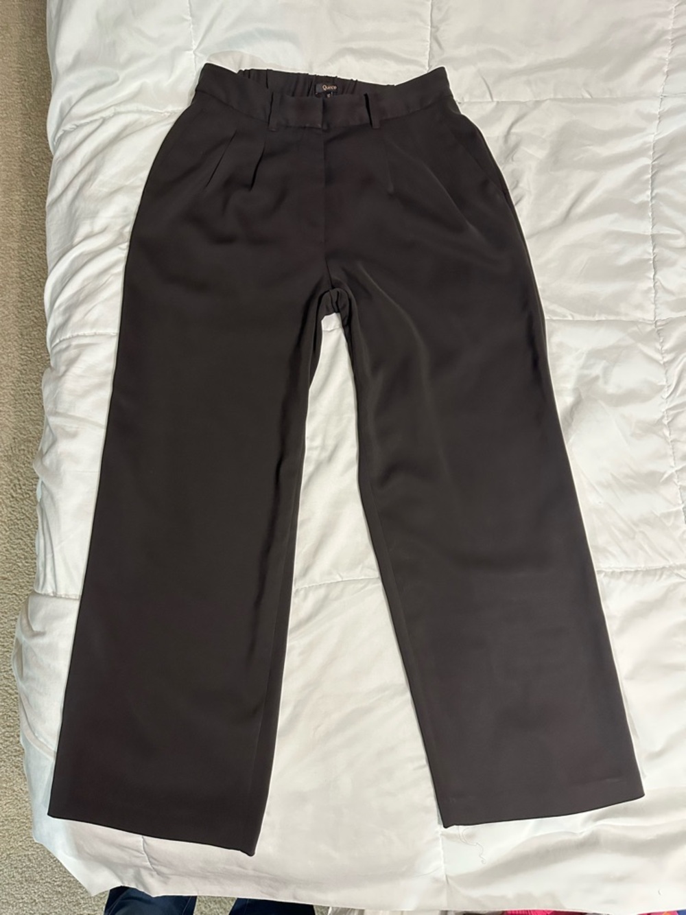 Quince Stretch Crepe Pleated Wide-Leg Pants Size 10